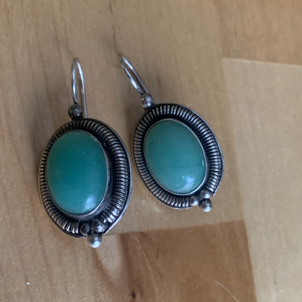 Vintage-Inspired Silver and Green Chalcedony Earrings